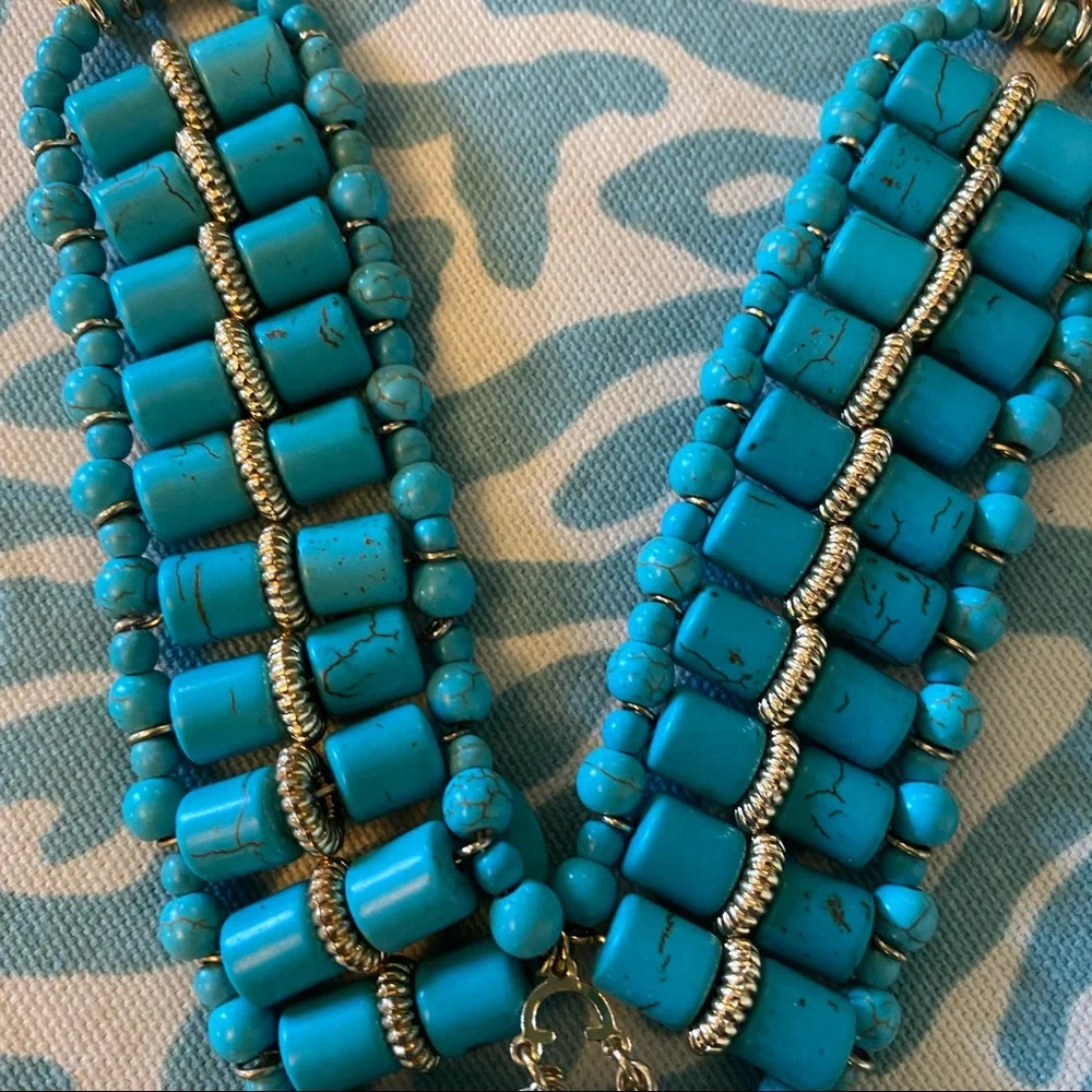 Faux Turquoise Chunky Statement / Runway Necklace